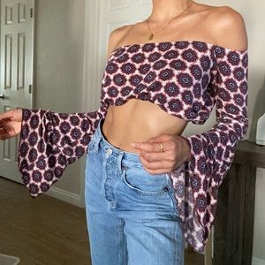 ✨SOLD✨LA Hearts Off-the-Shoulder Mosaic Top